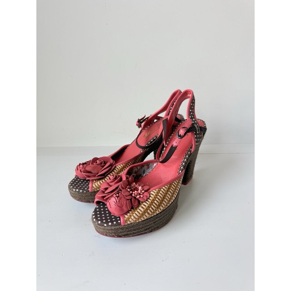 Poetic Licence London Flowers Lady Bug Ankle Strap Wom Shoes Sz 9 EU 41 M